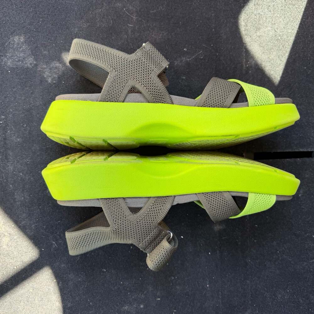VIVAIA Women's Platform Sandals Olive Green & Neon Yellow Size 39 EU Size 8.5 US - Picture 5 of 7